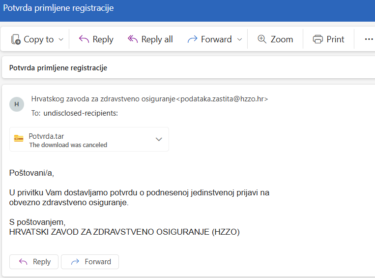 Impersonating the Croatian Health Insurance Fund - badly executed, but still dangerous