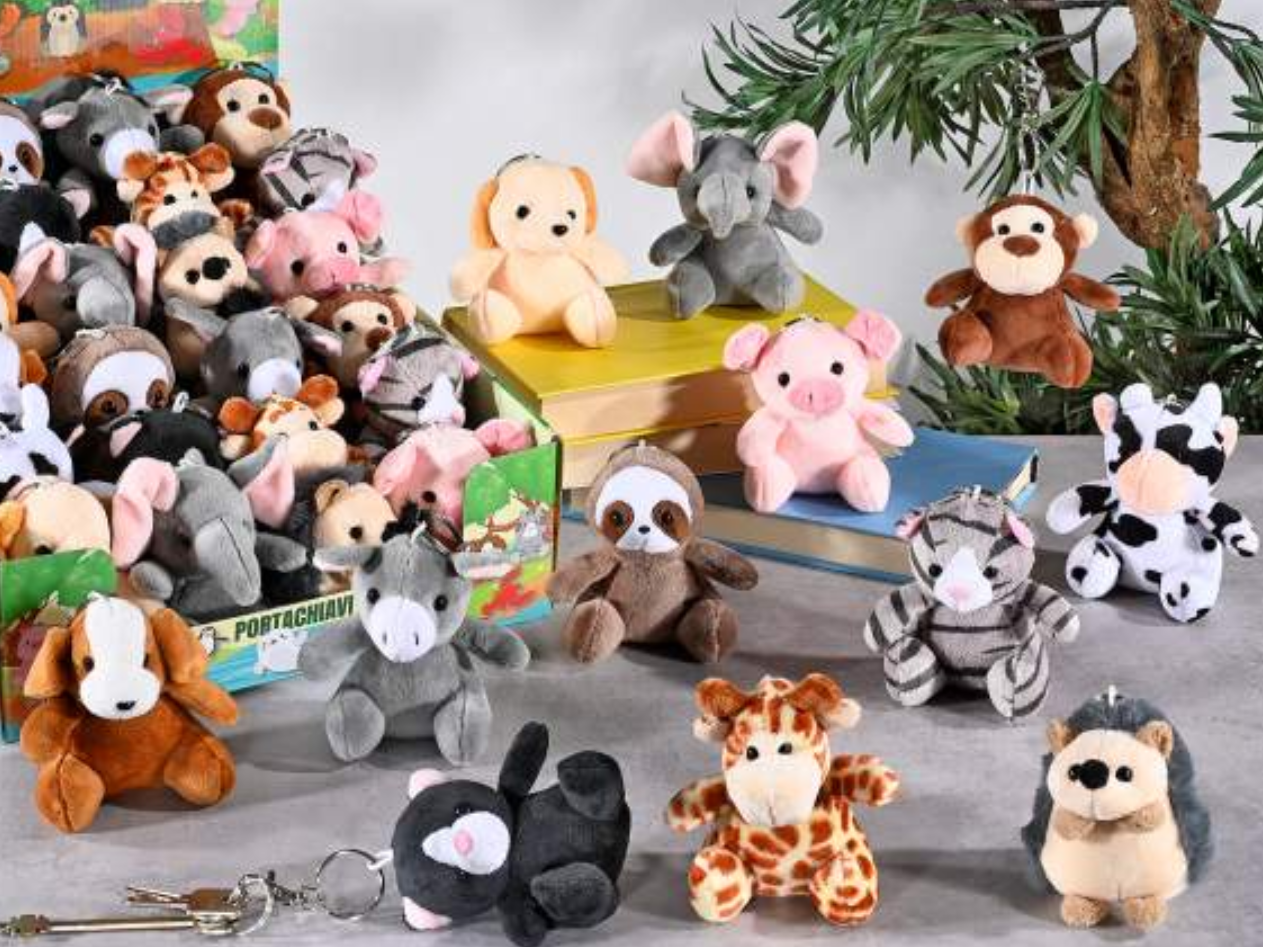 Animaletto dello zoo in peluche portachiavi