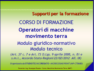 AVVIATO primo corso di formazione addetti alla conduzione di Macchine Movimento Terra!