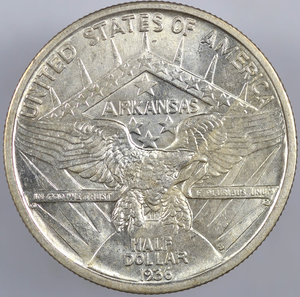 Thumbnail: 1936-S ARKANSAS COMMEMORATIVE HALF DOLLAR UNCIRCULATED BU LUSTER