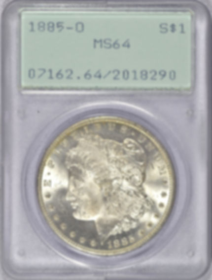 1885-O MORGAN SILVER DOLLAR PCGS MS64 OGH RATTLER BU