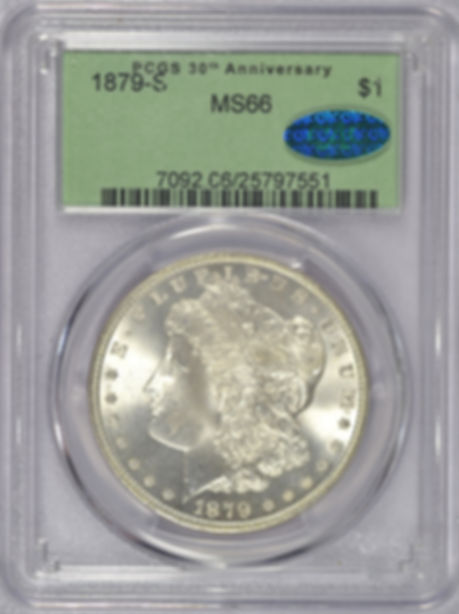 1879-S MORGAN SILVER DOLLAR PCGS MS66 CAC OGH 30TH ANNIVERSARY GEM BU