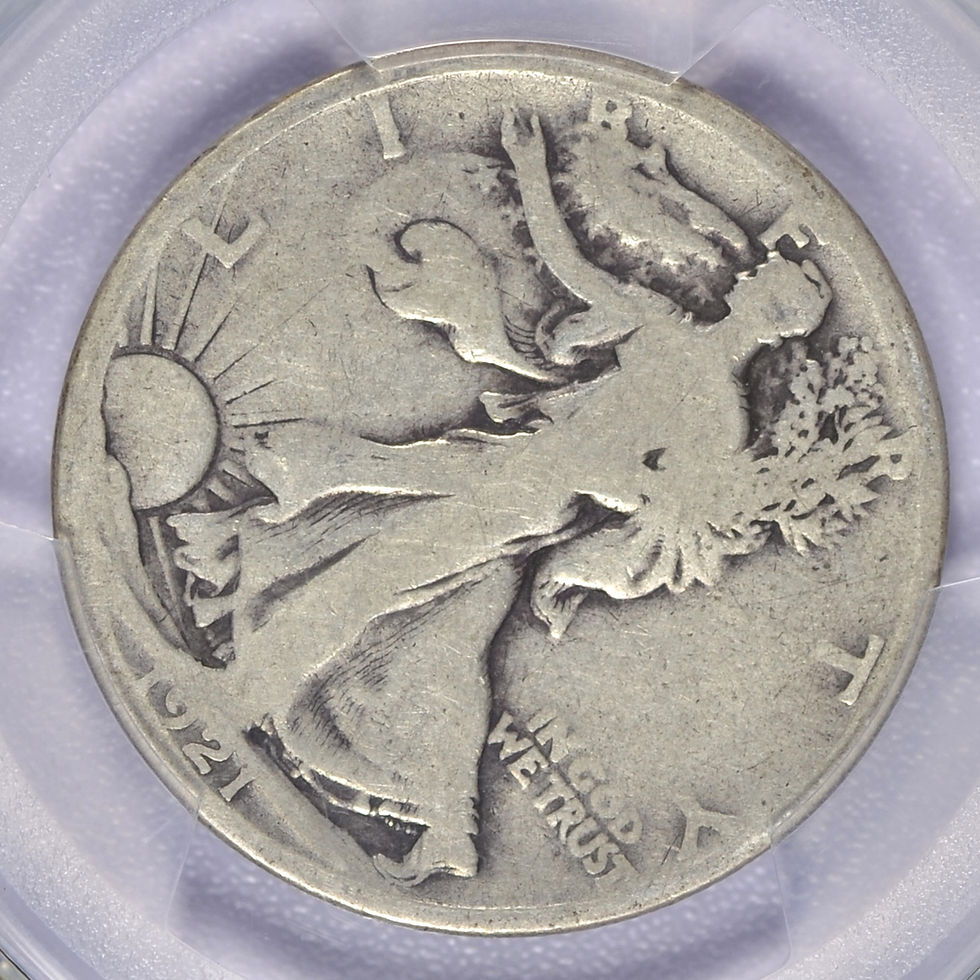 Thumbnail: 1921-S WALKING LIBERTY HALF DOLLAR PCGS G4 CAC KEY DATE GREEN BEAN