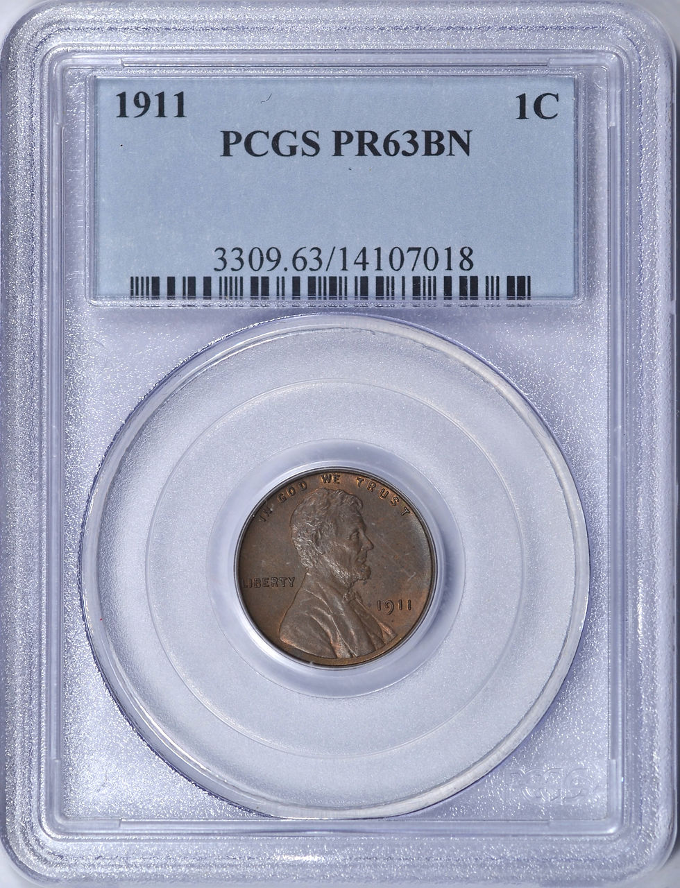Thumbnail: 1911 LINCOLN WHEAT CENT PCGS PR63 BN MATTE PROOF