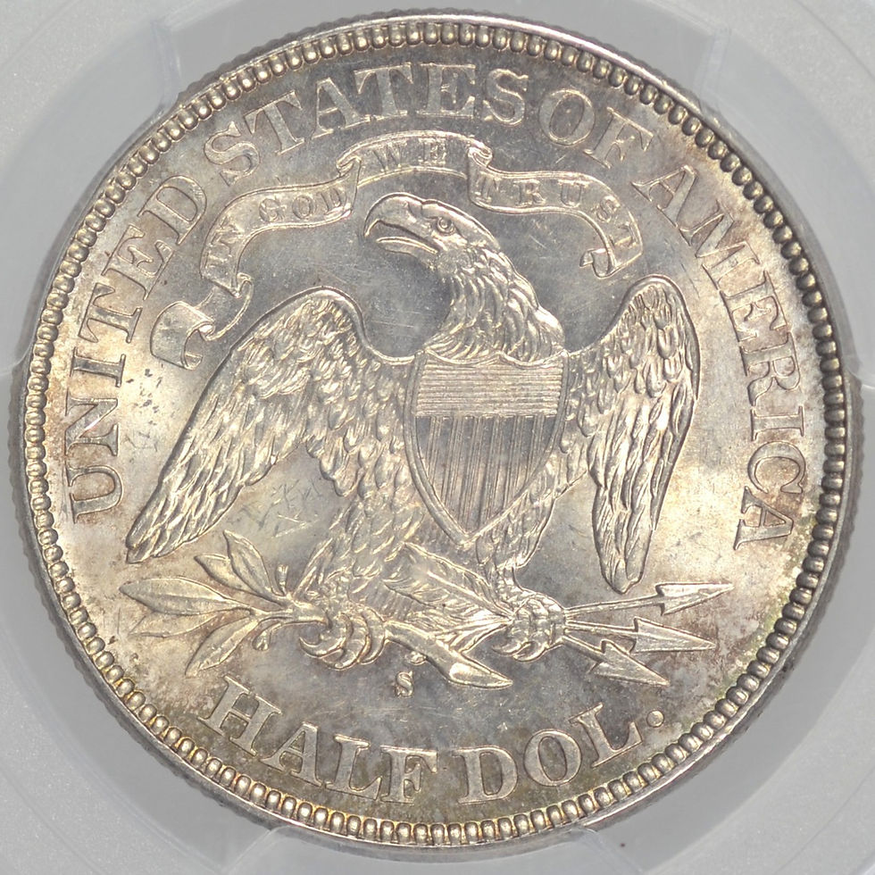 Thumbnail: 1877-S SEATED LIBERTY HALF DOLLAR PCGS MS64 CAC WHITE PQ COIN LUSTER