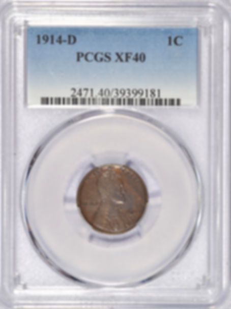 1914-D LINCOLN WHEAT CENT PCGS XF40 KEY DATE NICE EXAMPLE