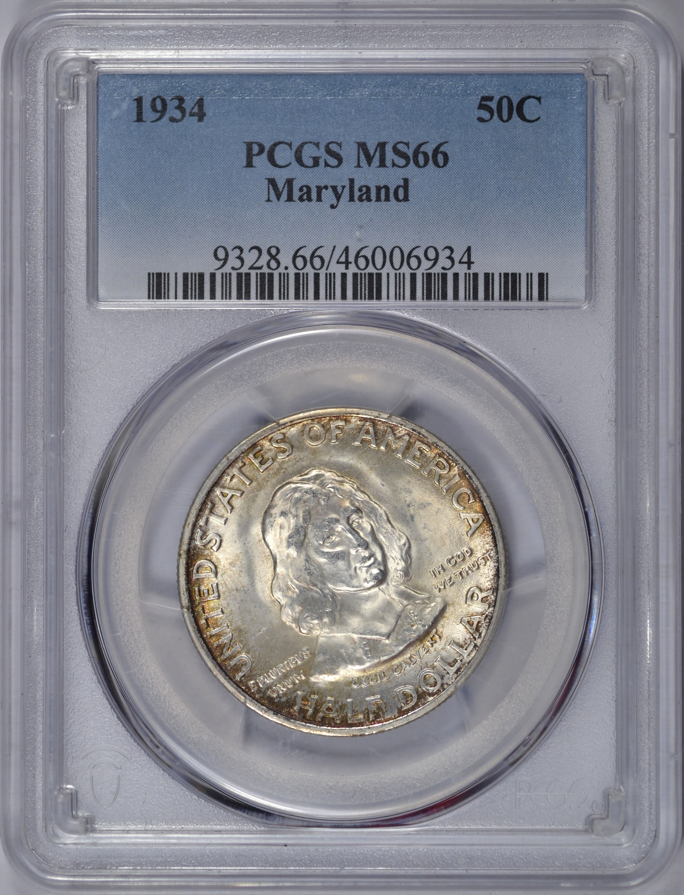 1934 MARYLAND HALF DOLLAR PCGS MS66 CHOICE BU COMMEMORATIVE