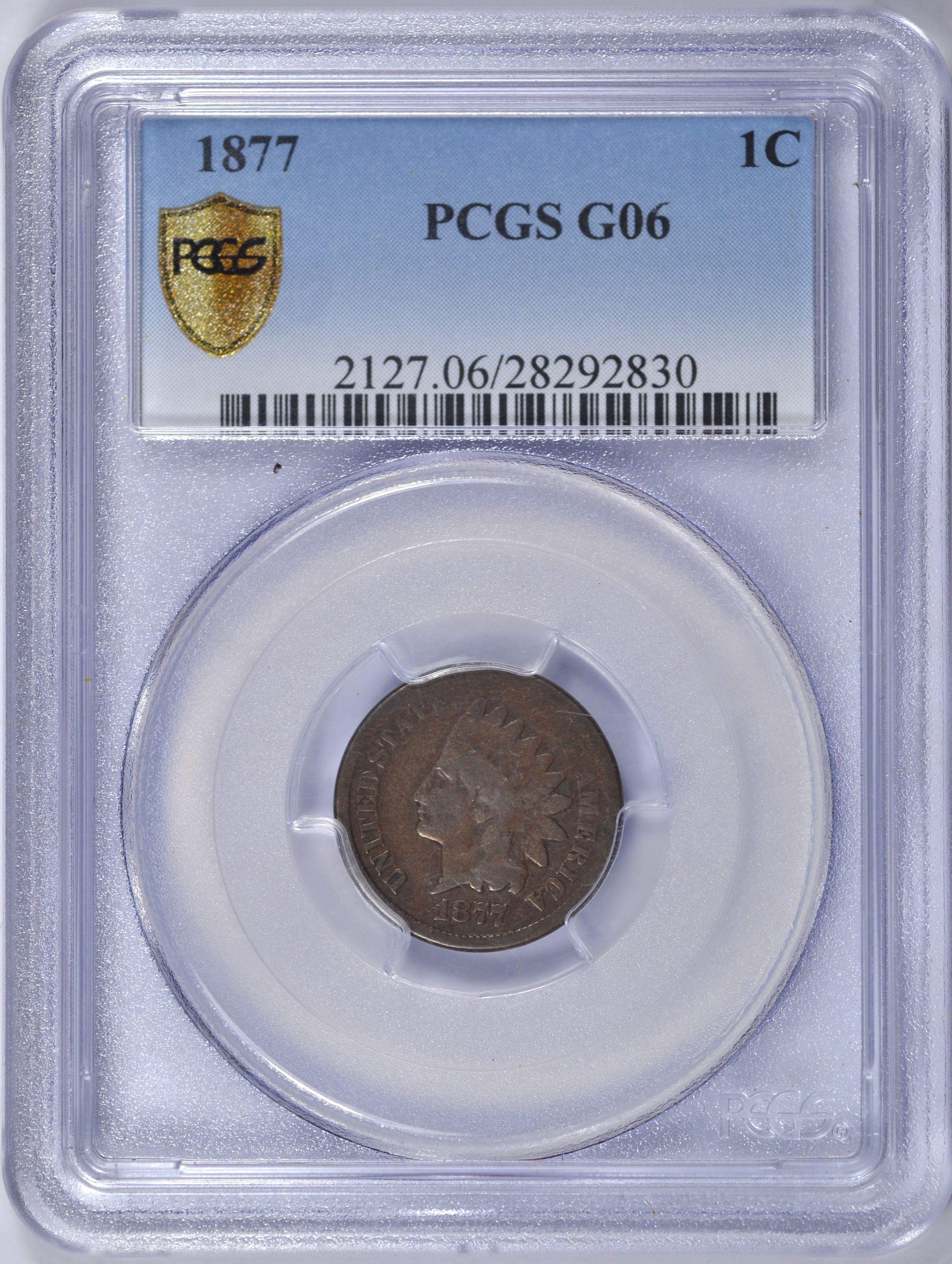 1877 INDIAN HEAD CENT PCGS G6 CHOICE KEY DATE