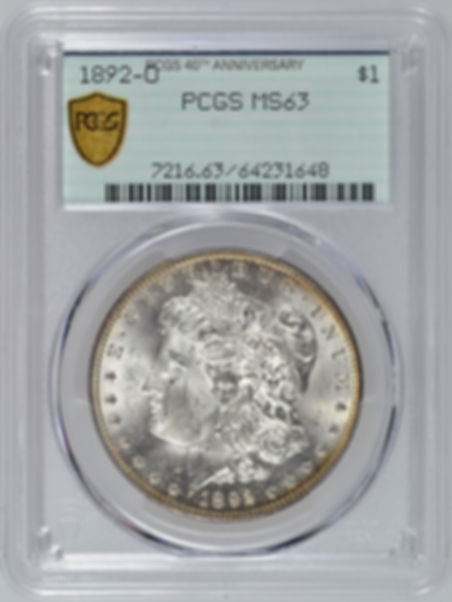 1892-O MORGAN SILVER DOLLAR PCGS MS63 OGH 40TH ANNIVERSARY CHOICE BU