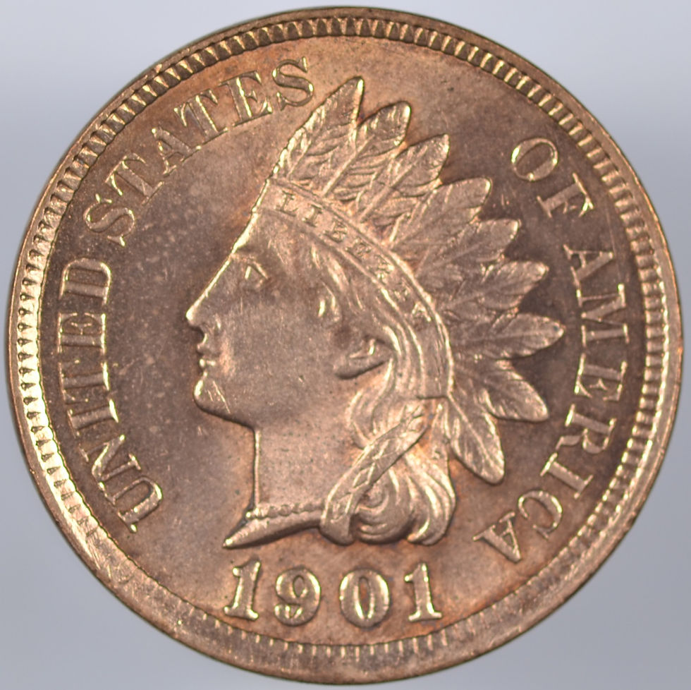 Thumbnail: 1901 INDIAN HEAD CENT UNCIRCULATED RED SHARP BU COIN