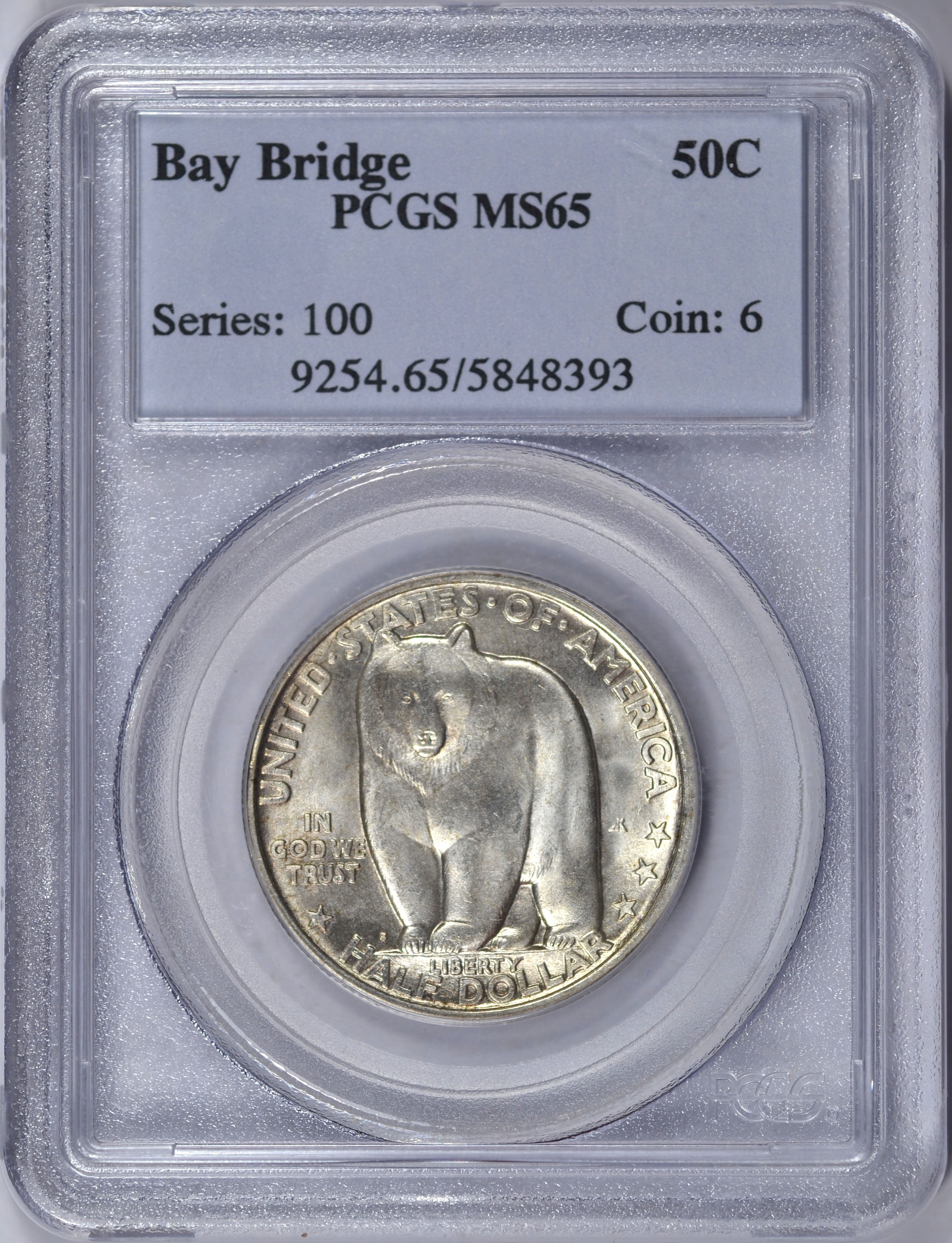 1936-S BAY BRIDGE HALF DOLLAR PCGS MS65 NICE COMMEMORATIVE
