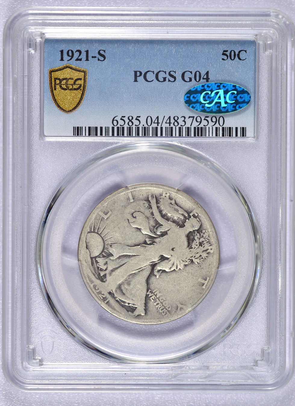 Thumbnail: 1921-S WALKING LIBERTY HALF DOLLAR PCGS G4 CAC KEY DATE GREEN BEAN