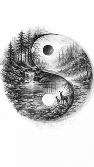 A yin yang scene with waterfall representing energy balancing with Touch For Health.