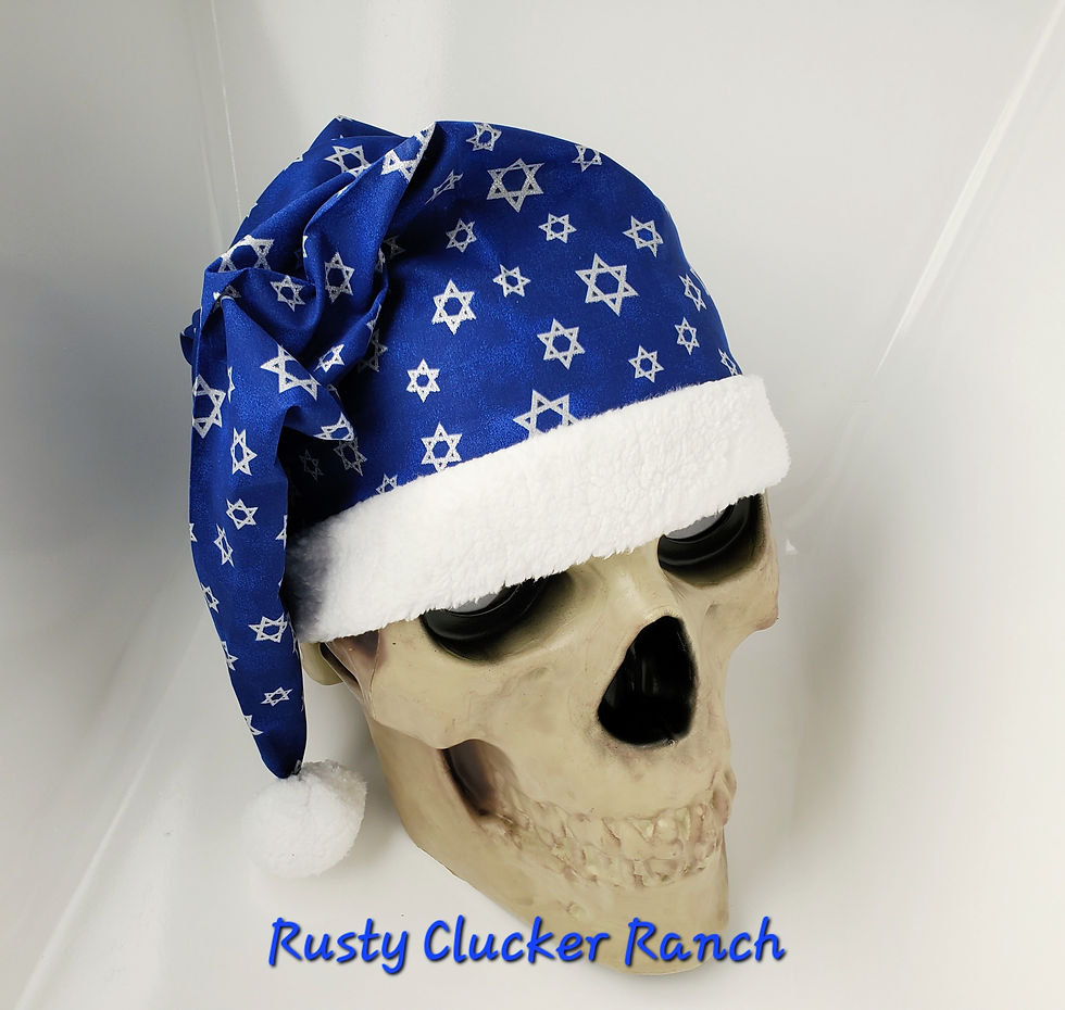Thumbnail: 12 ft Skeleton Blue white and silver Star of David Hanukkah Santa hat.