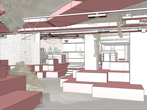 Planung eines Innenausbaus mit hinterlegter Punktwolke