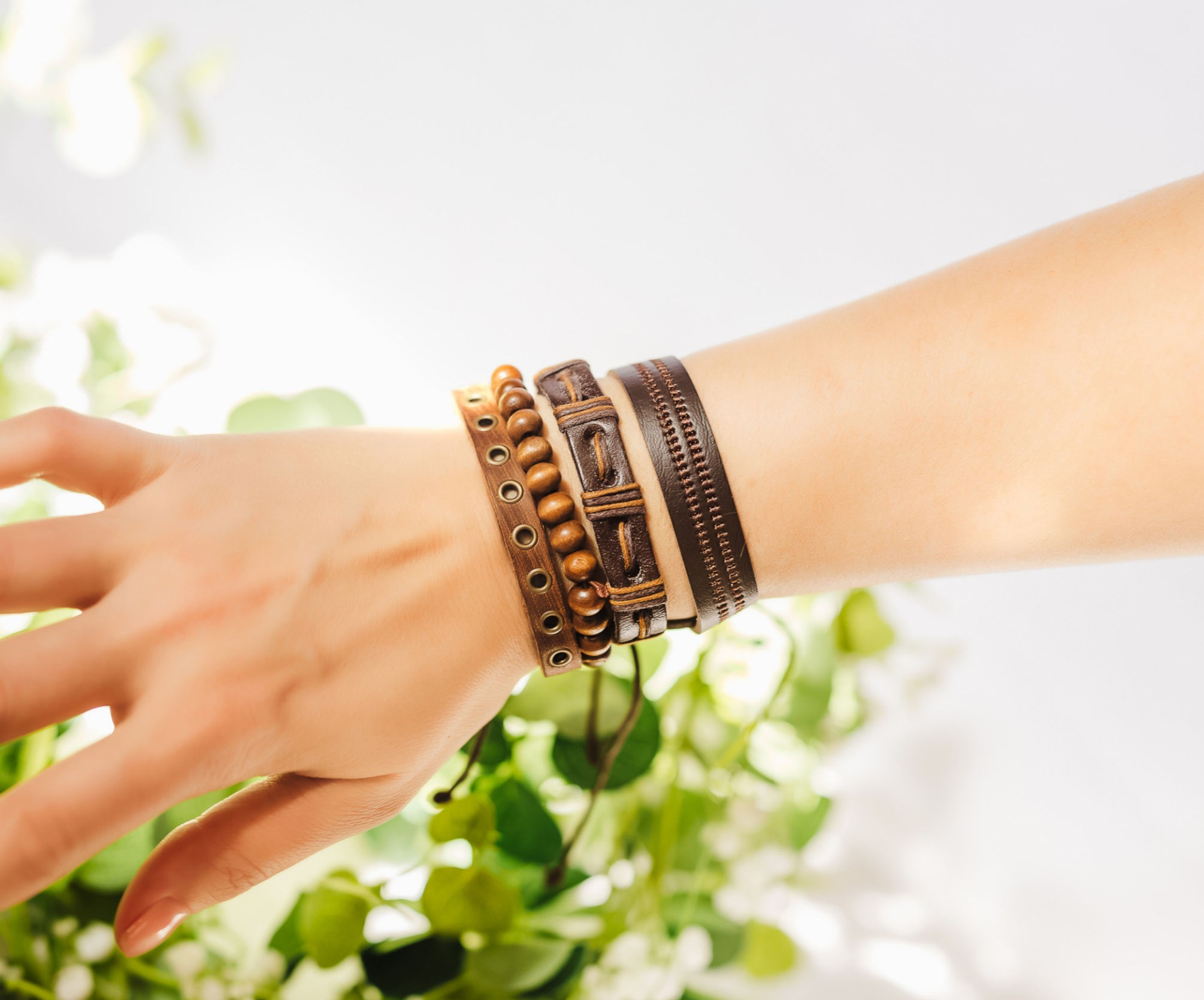 Steampunk Leather Bracelet Set