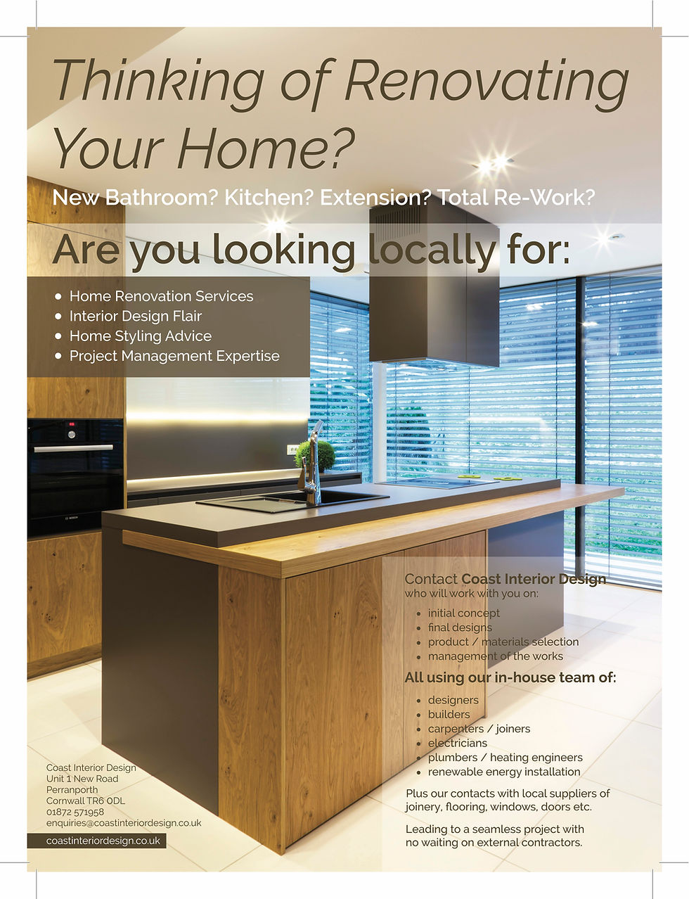 Coast Interior Design Advert in Cornwall Living October 2016