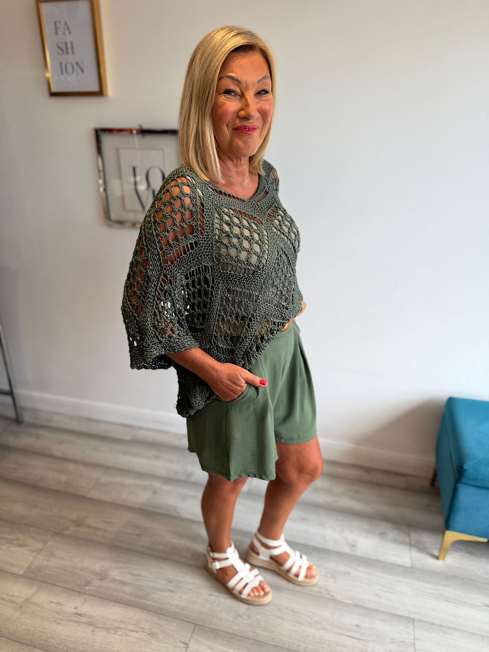 Thumbnail: Belted Floaty Shorts - Khaki