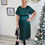 Thumbnail: Serena Angel Sleeve Midi Dress - Emerald