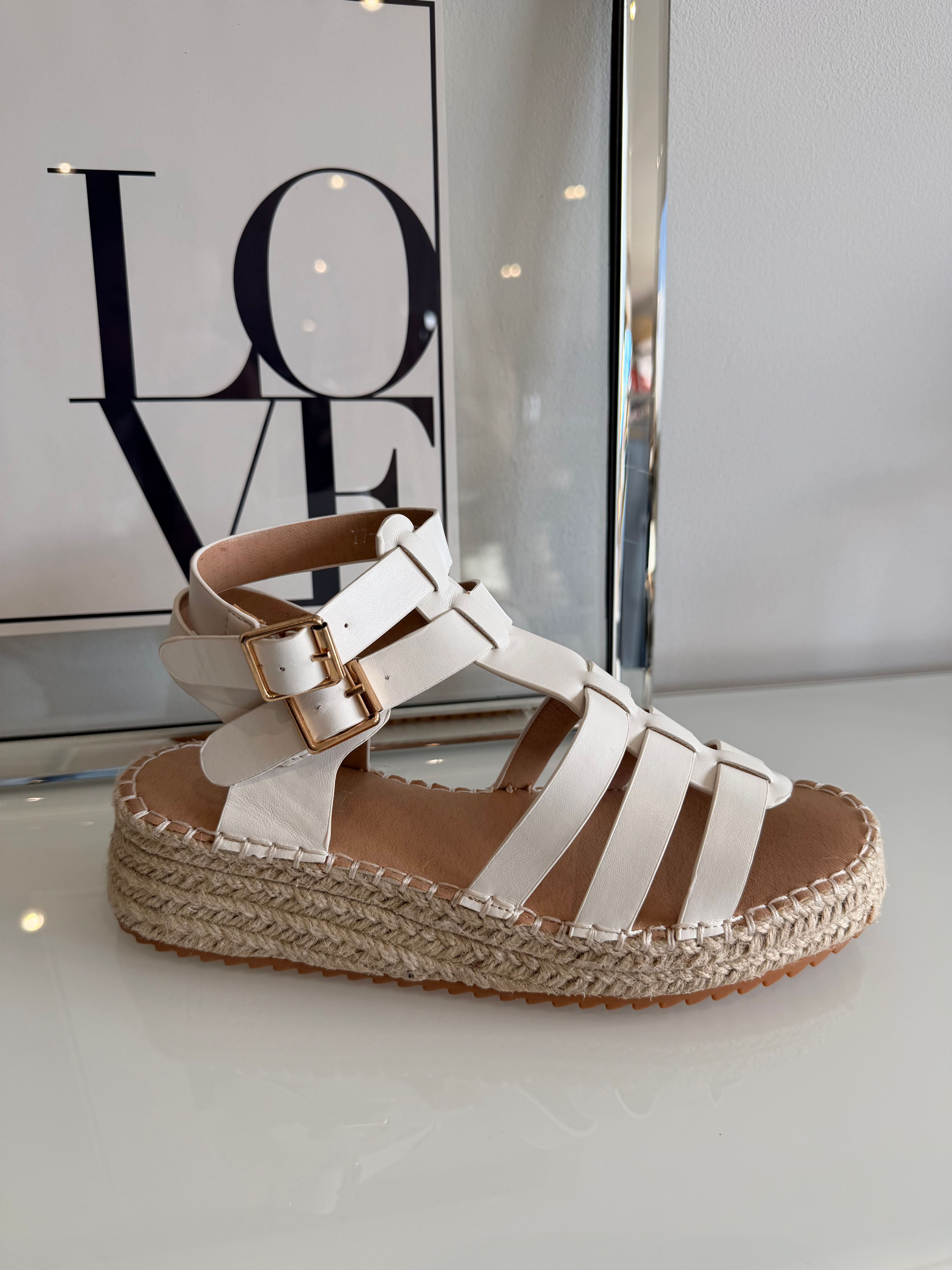 Gladiator Wedge Sandal - White