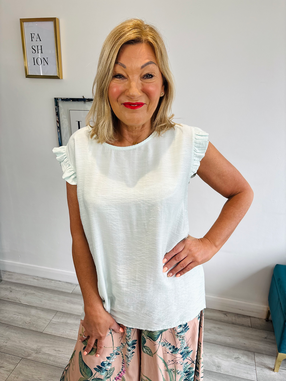 Thumbnail: Arabella Button Back Top - Mint