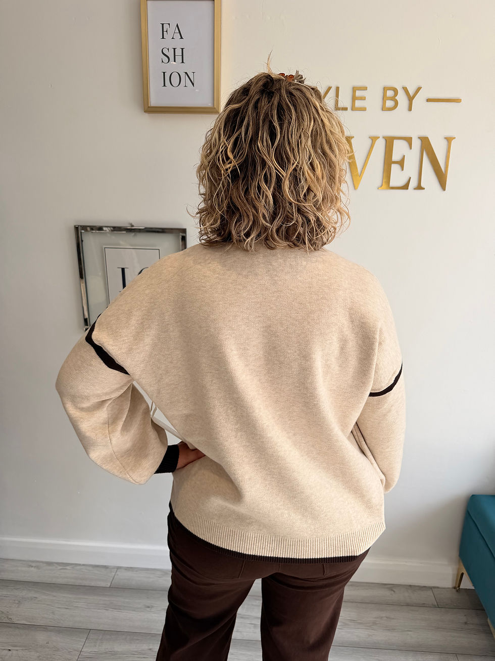 Thumbnail: Chocolate Trim Knit Jumper