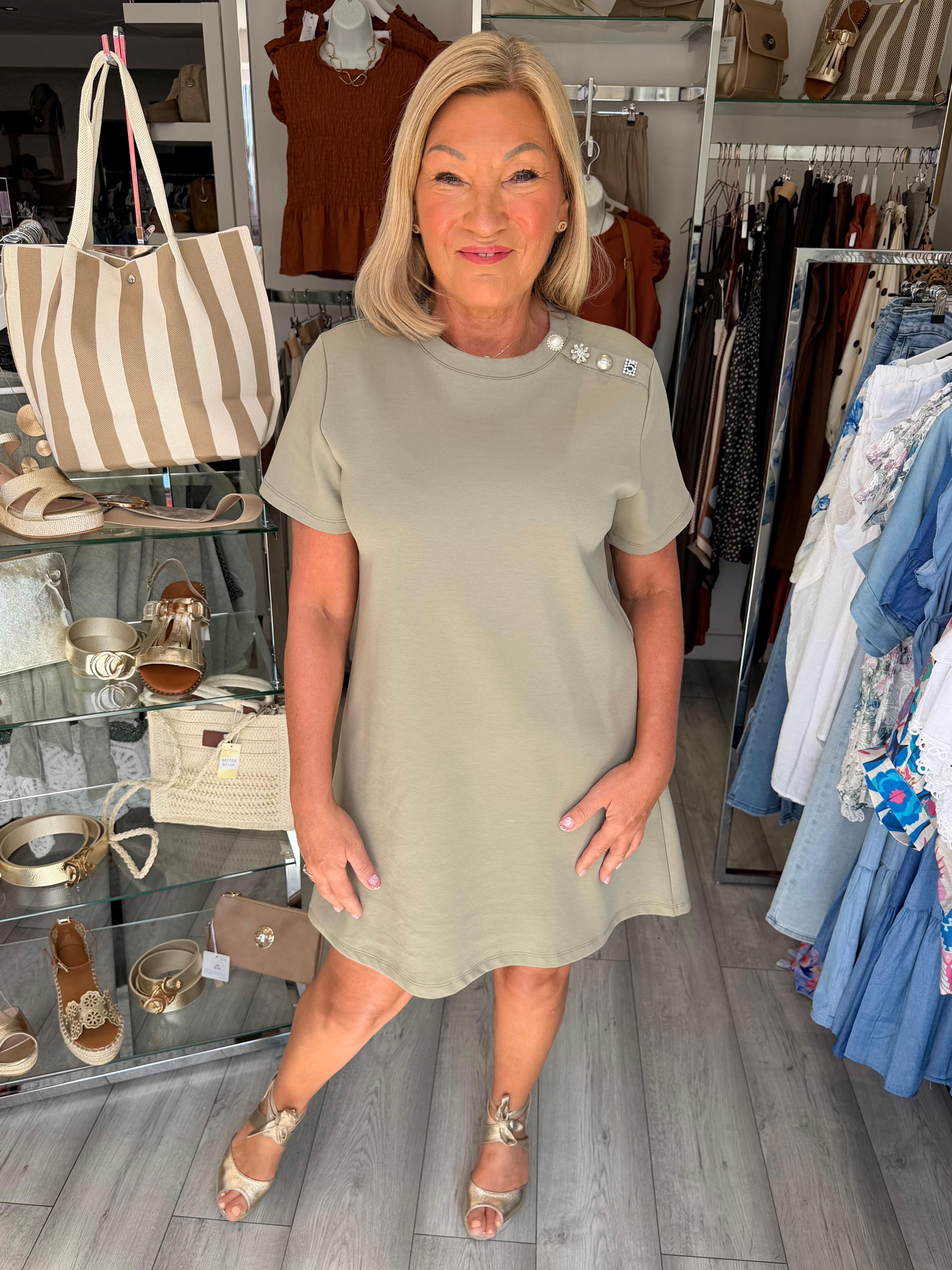Marnie Jersey Dress - Khaki