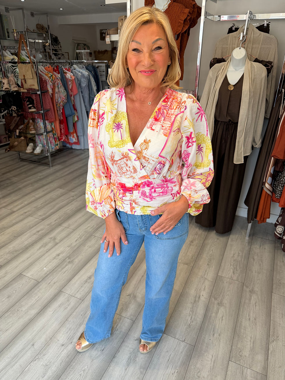 Thumbnail: Soho Ruched Blouse - Pink Mix