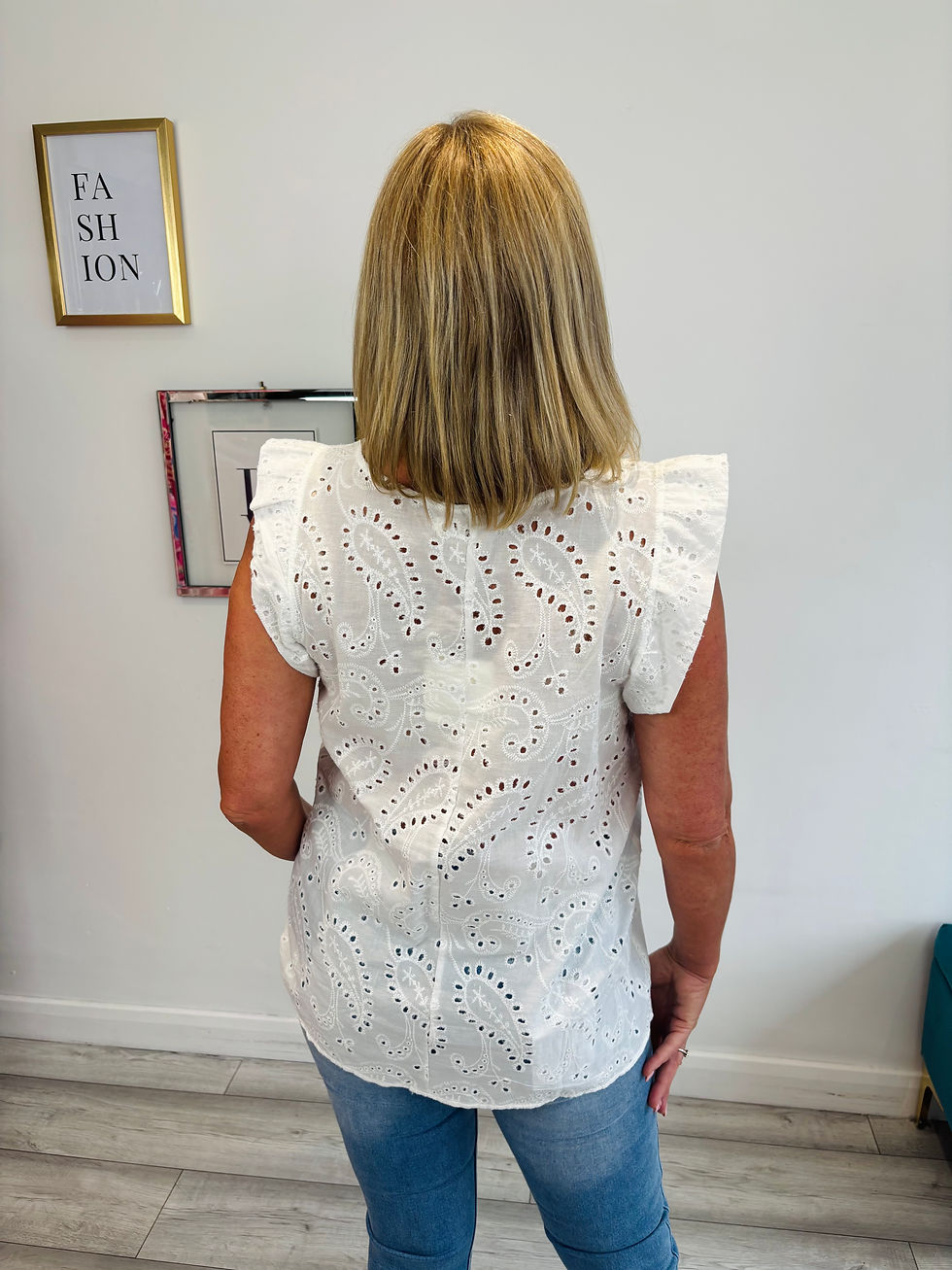 Thumbnail: Embroidery Anglaise Frill Top - White