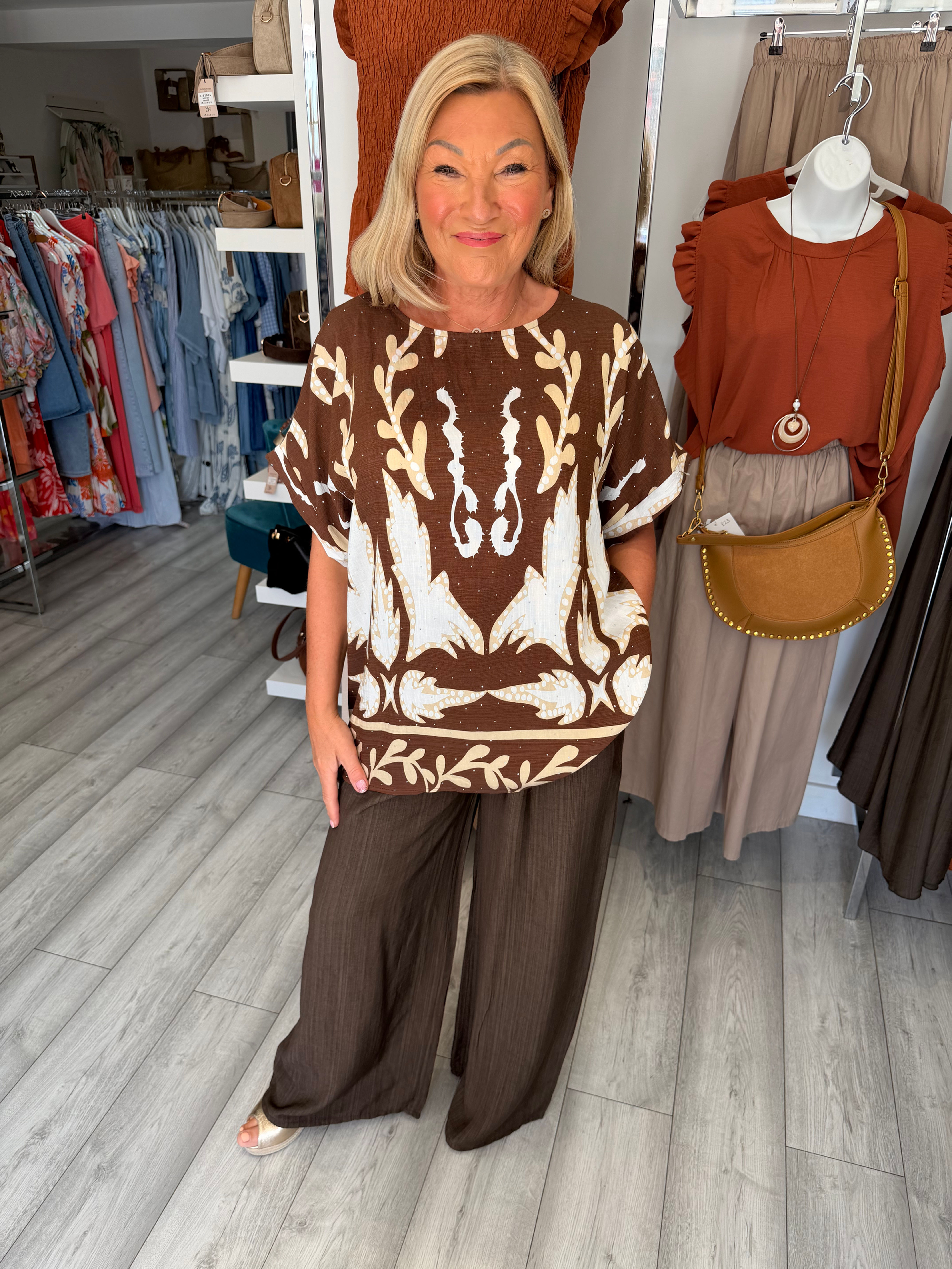 Sienna Chocolate Diamanté Top