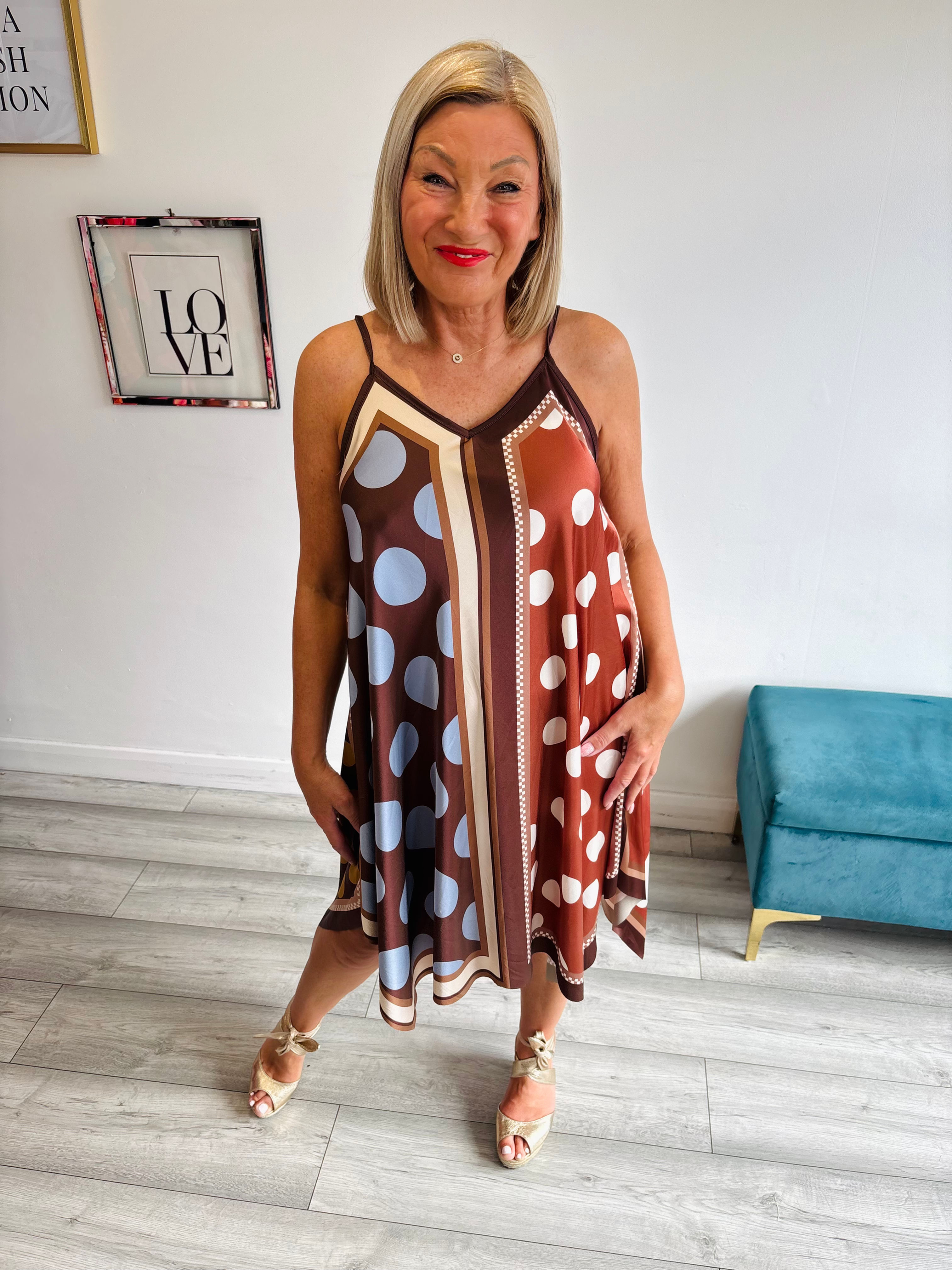 Maple Satin Handkerchief Dress - Chocolate 