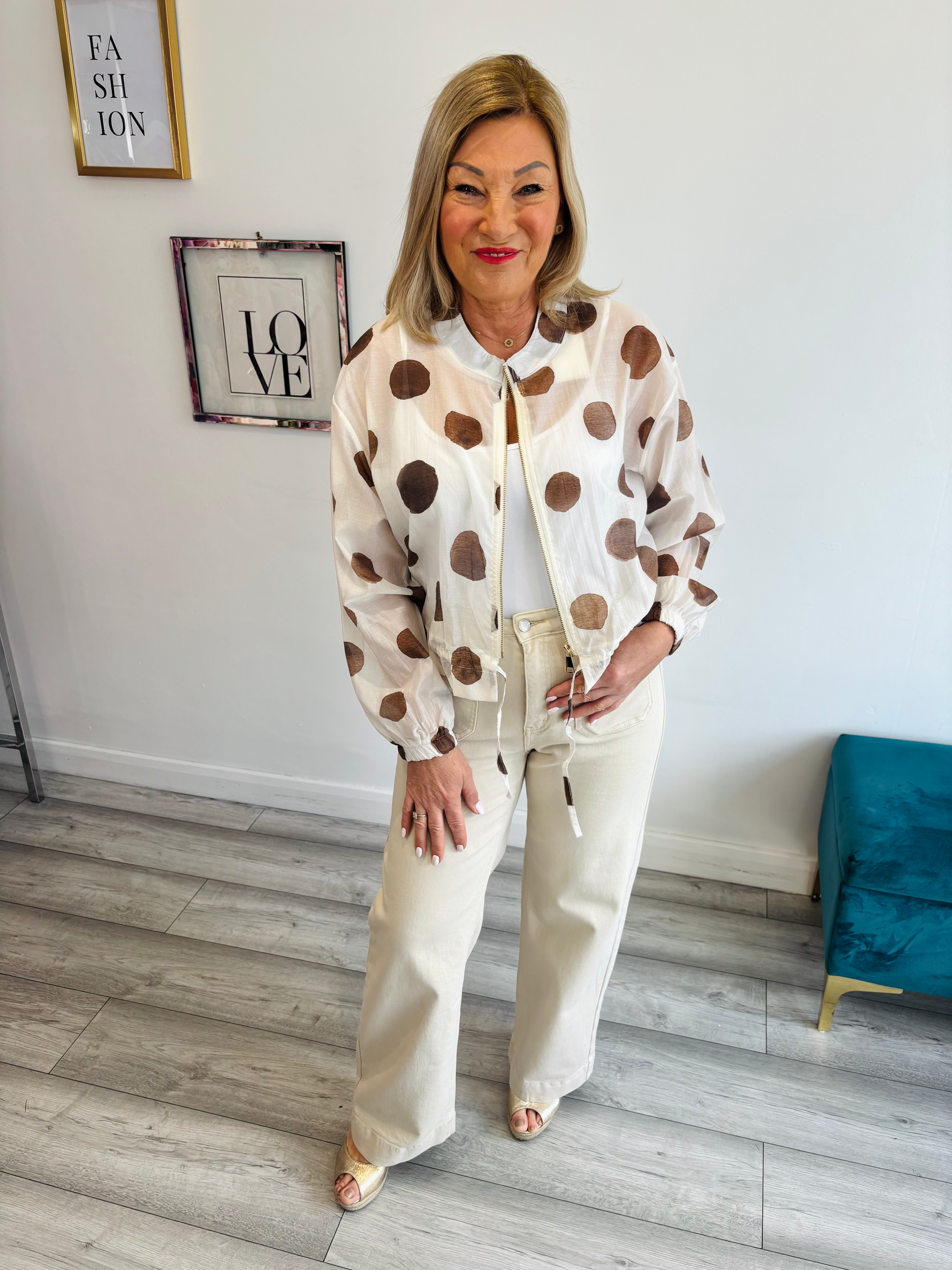 Polka Breeze Lightweight Jacket - Chocolate