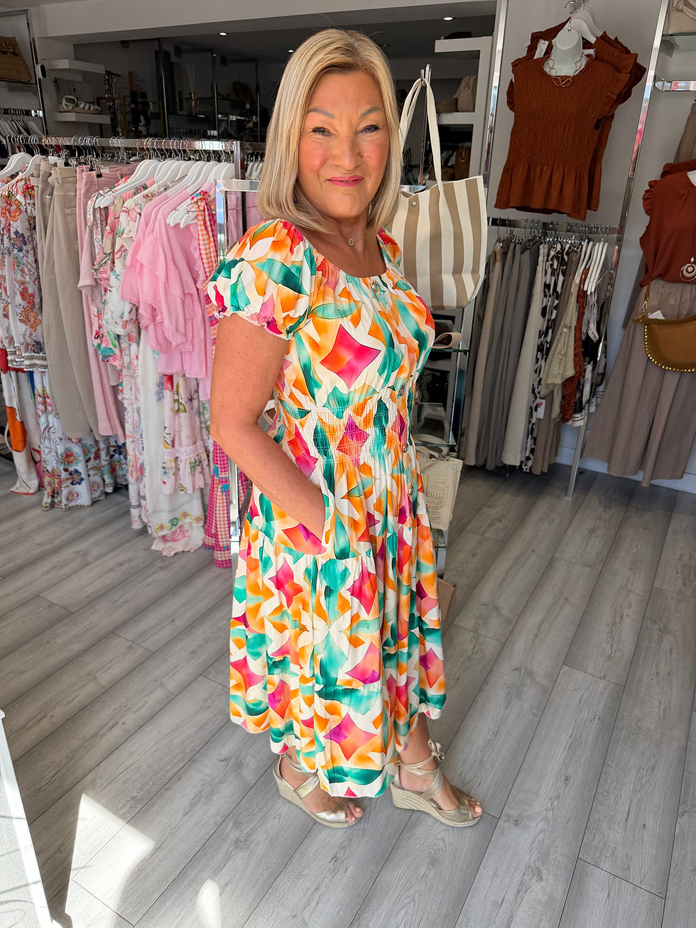 Thumbnail: Sasha Bardot Midi Dress - Multi