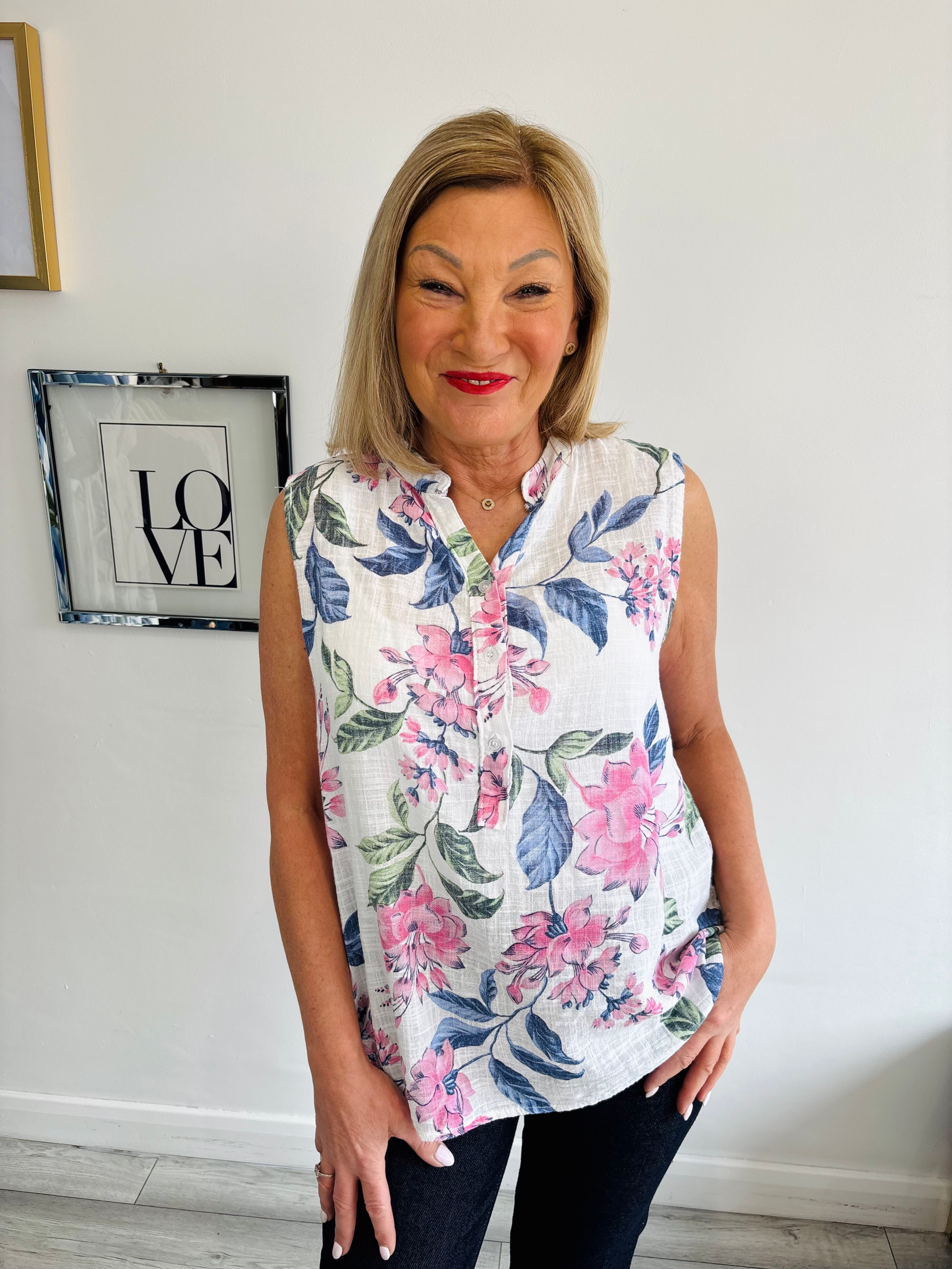 Indra Floral Sleeveless Top