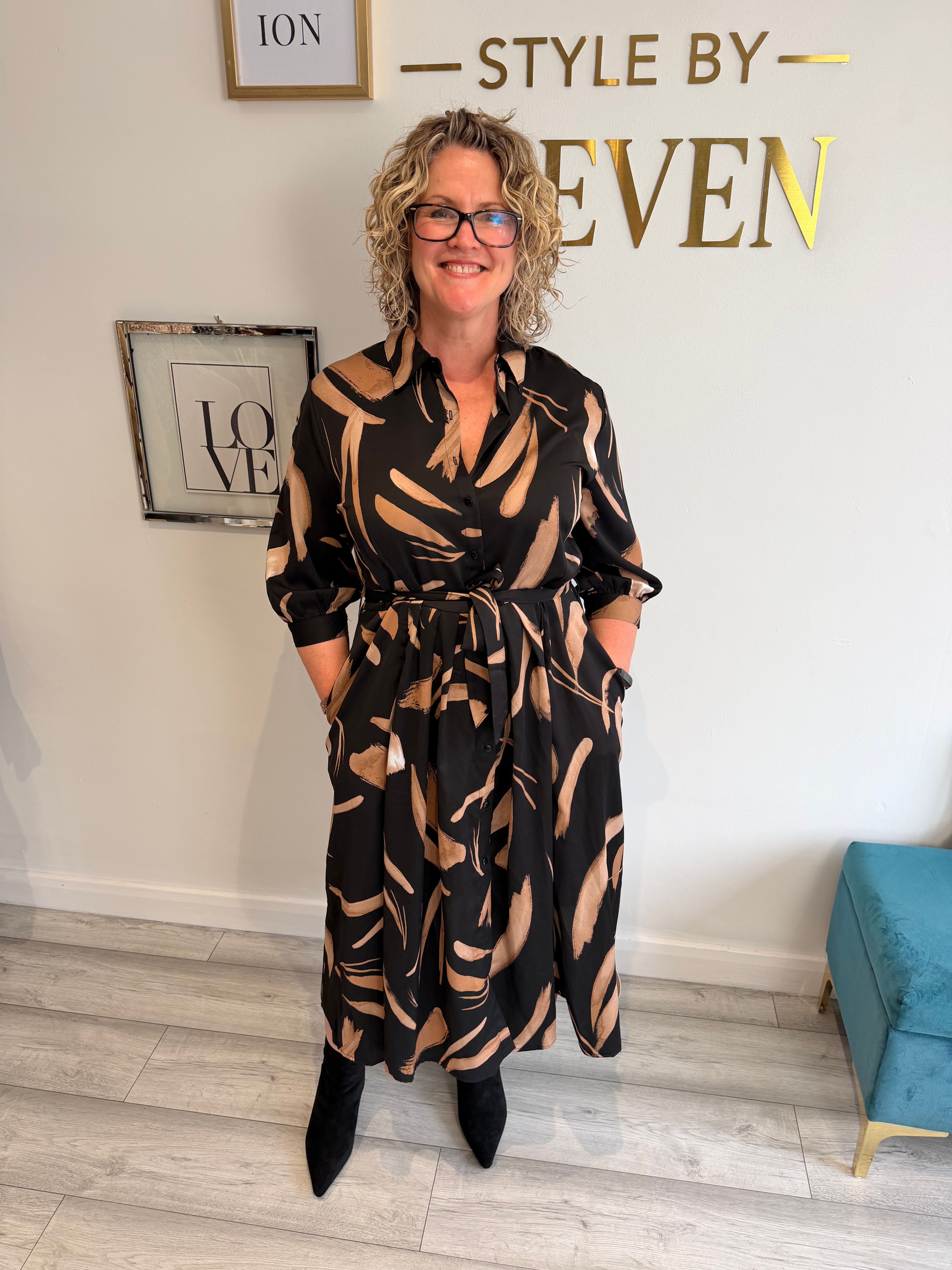 The SBE Classic Midi Dress - Black & Caramel