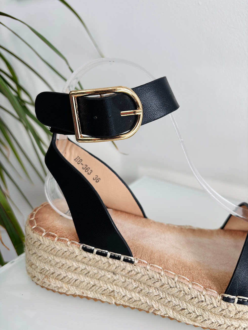 Thumbnail: Astrid Wedge Sandal - Black