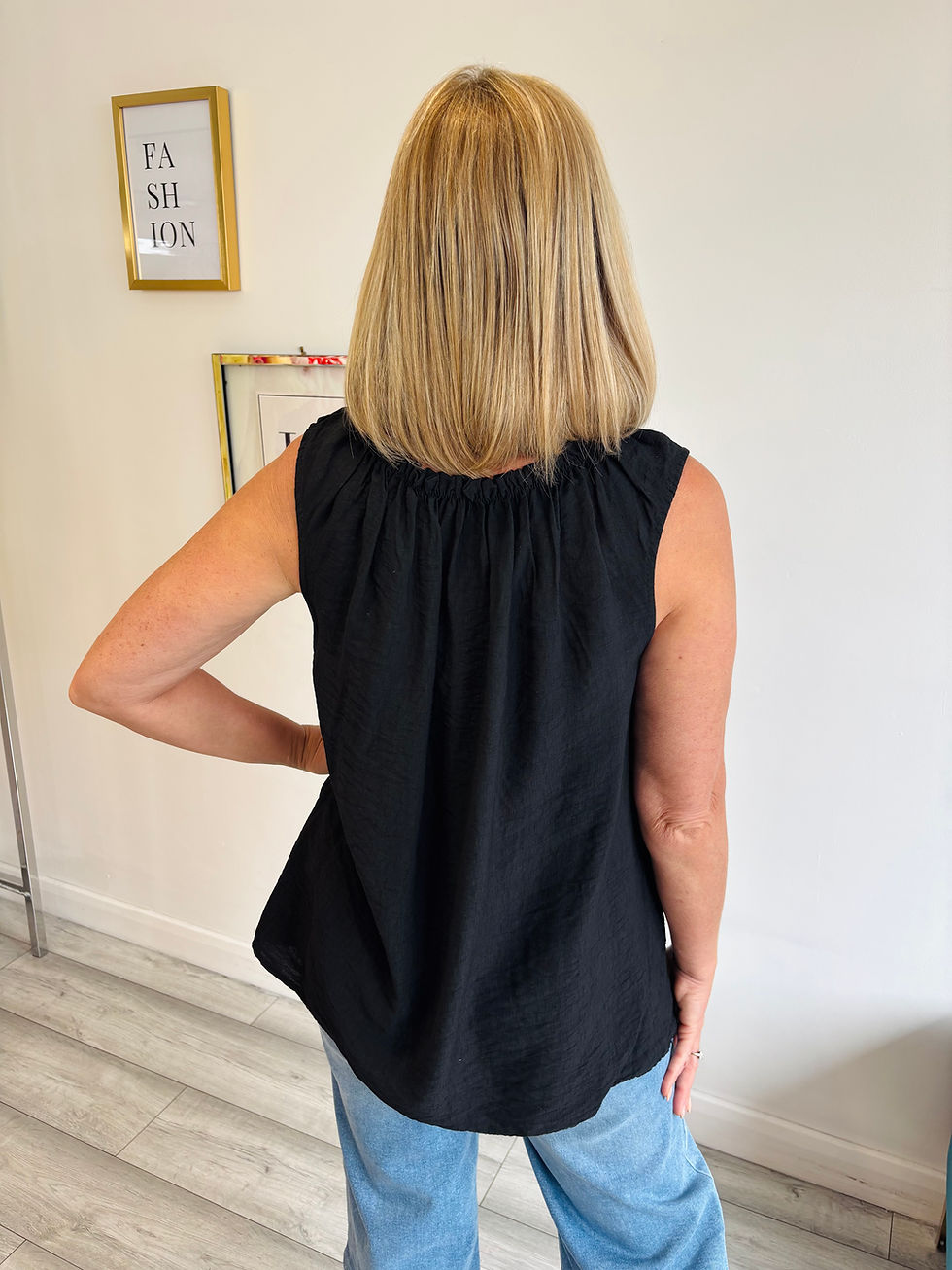 Thumbnail: Timeless Tie Neck Top - Black