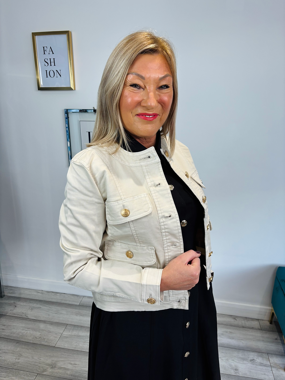 Thumbnail: Gold Button Stretch Jacket - Beige