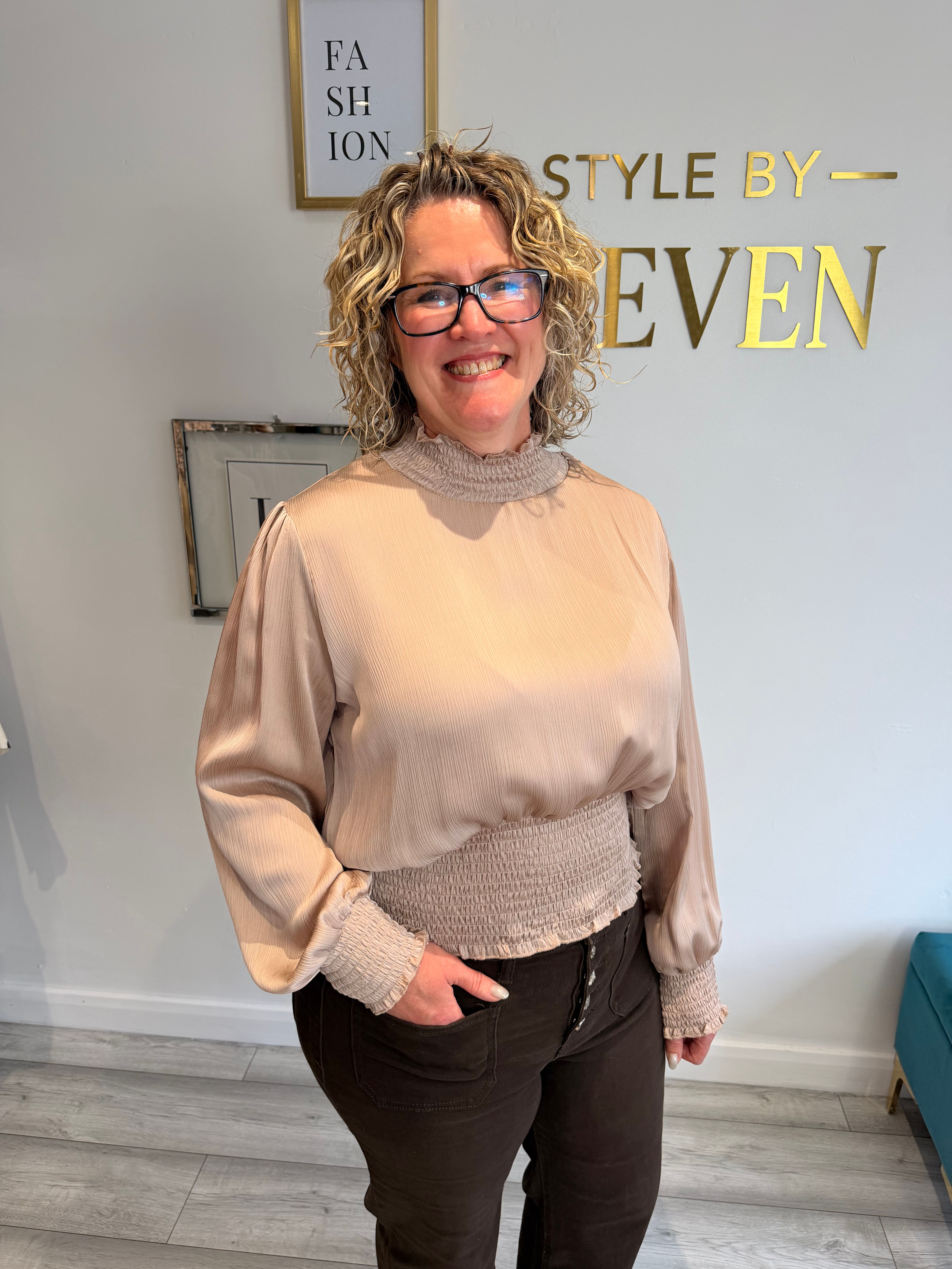 The Light Champagne Shirred Blouse