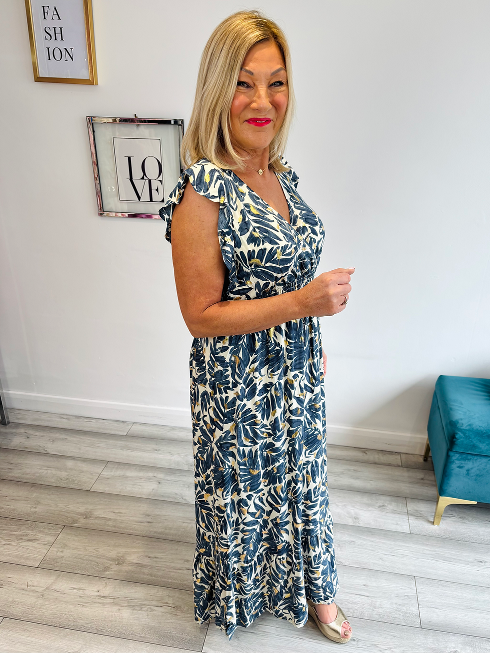 Thumbnail: Tropical Maxi Dress - Blue