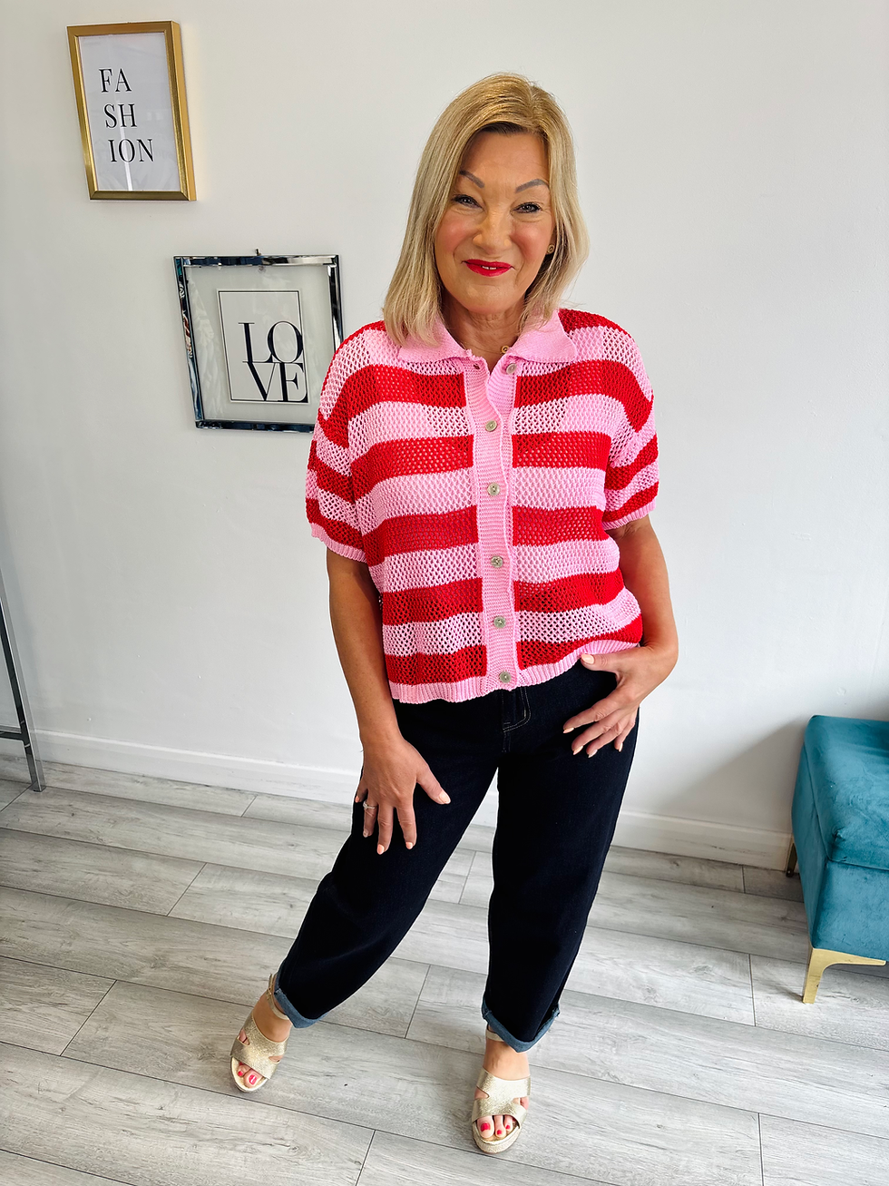 Thumbnail: Marina Breeze Crochet Shirt - Red / Pink