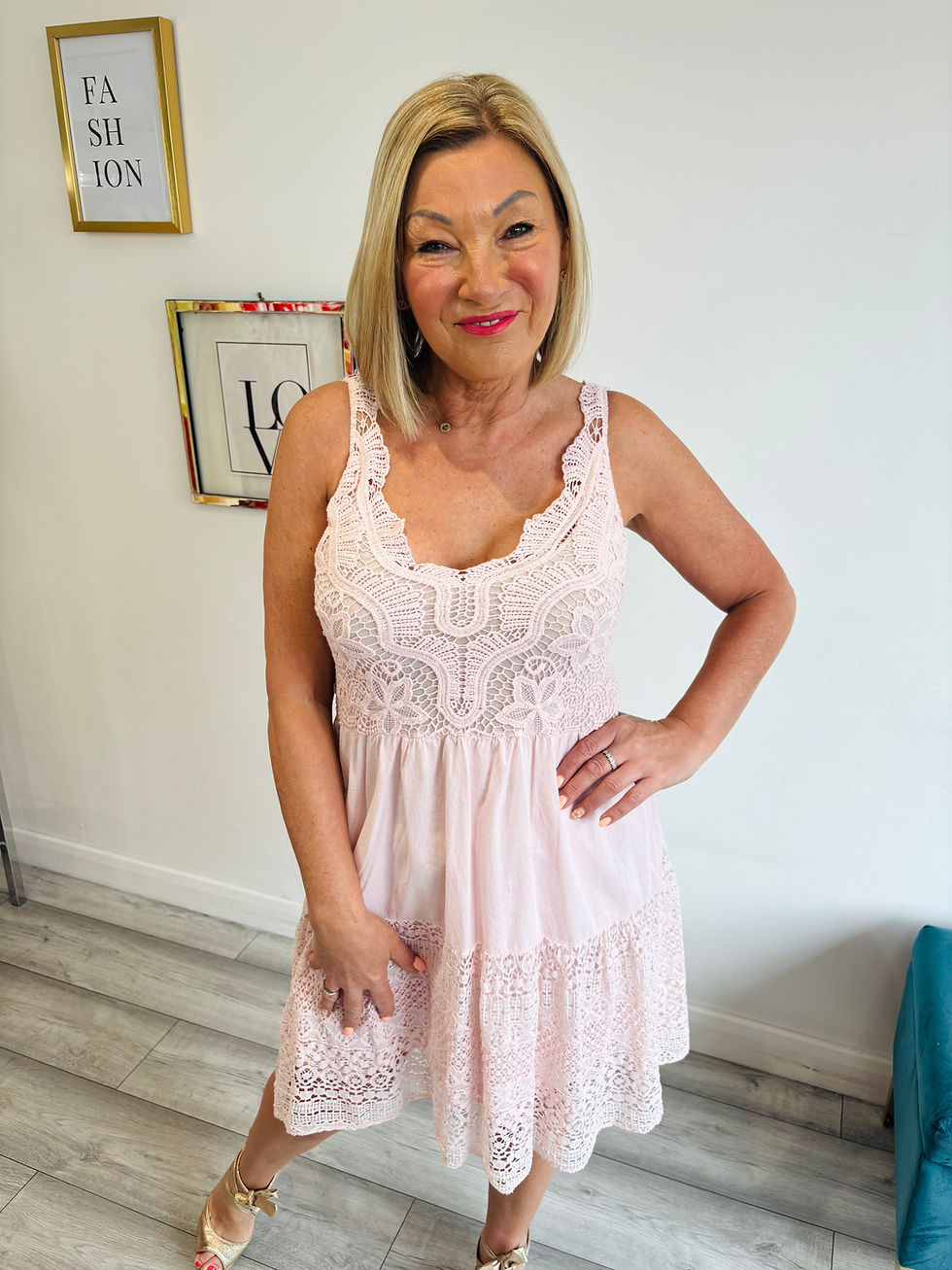 Thumbnail: Summer Breeze Crochet Dress - Pink