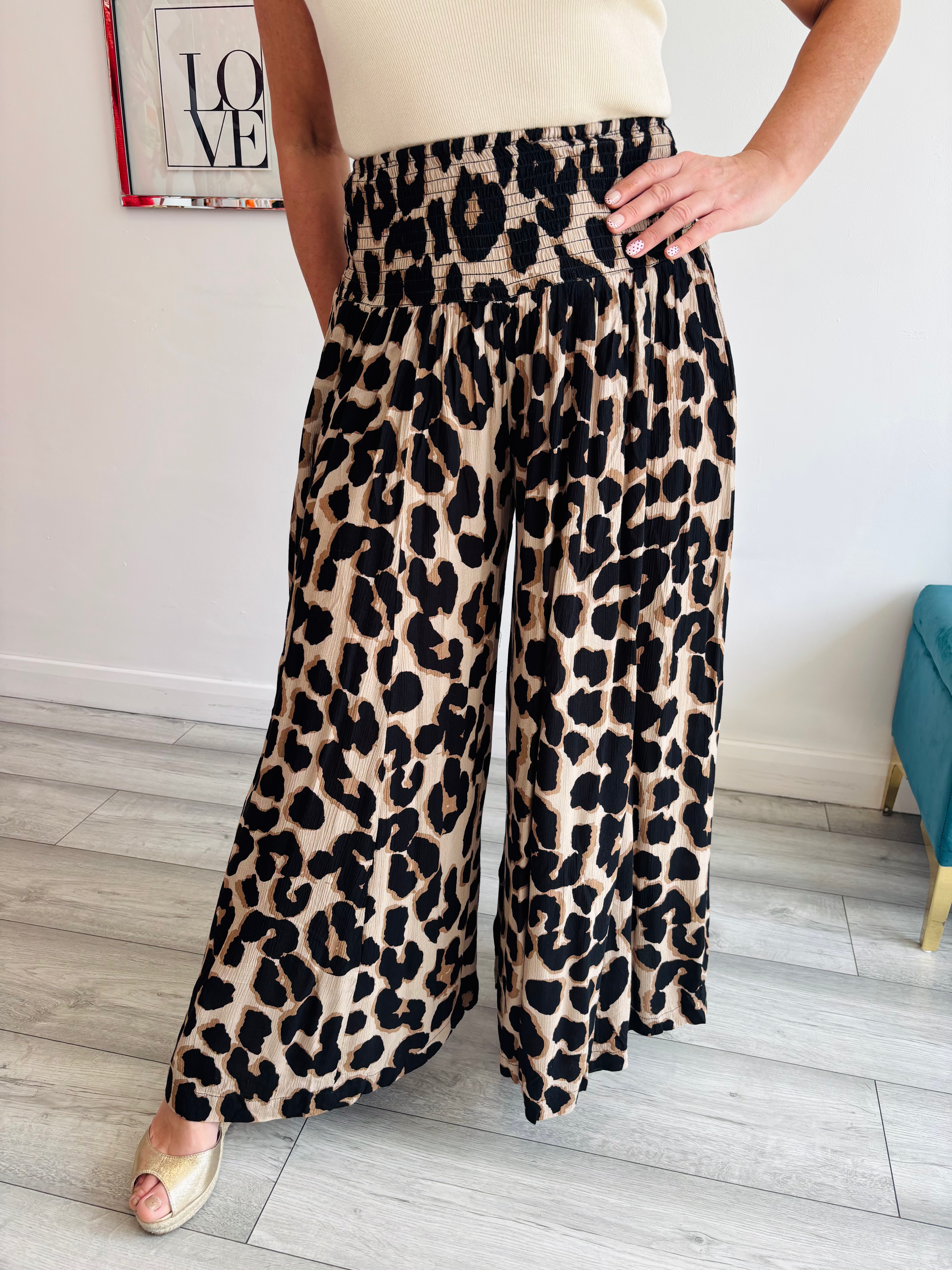 The Zara Leopard Wide Leg Trousers