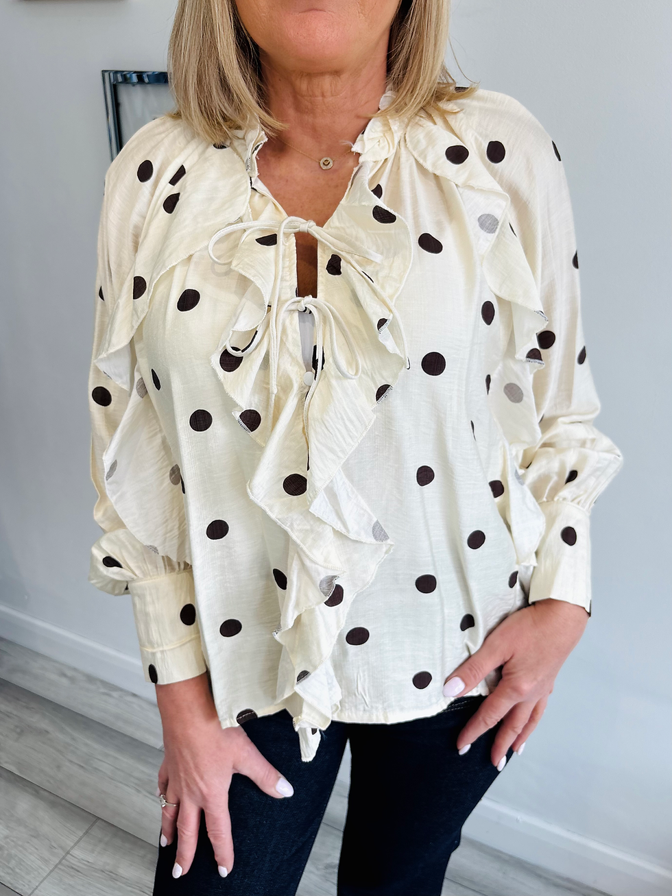Thumbnail: Alba Polka Frill Blouse 