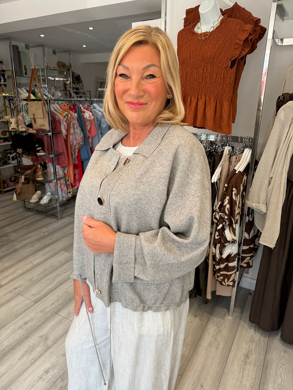 Thumbnail: Martha Gold Button Knit - Marl