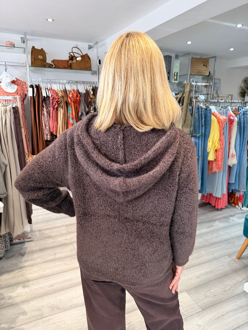 Thumbnail: The Cozy Pocket Knit Zip Hoodie - Chocolate