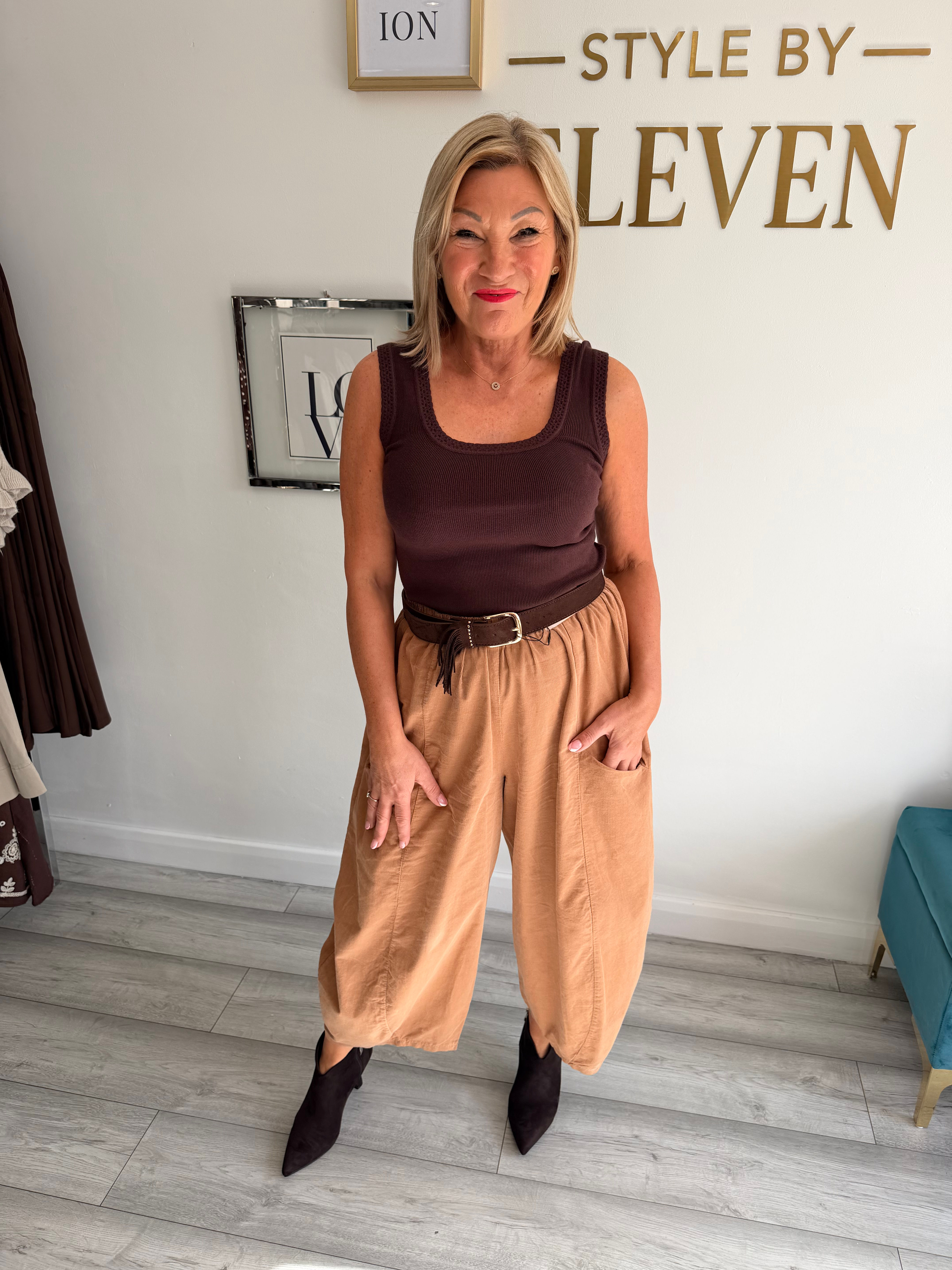 Poppy Cord Harem Trousers - Camel