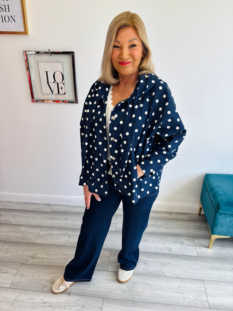 Thumbnail: The Penny Polka Dot Jacket - Navy