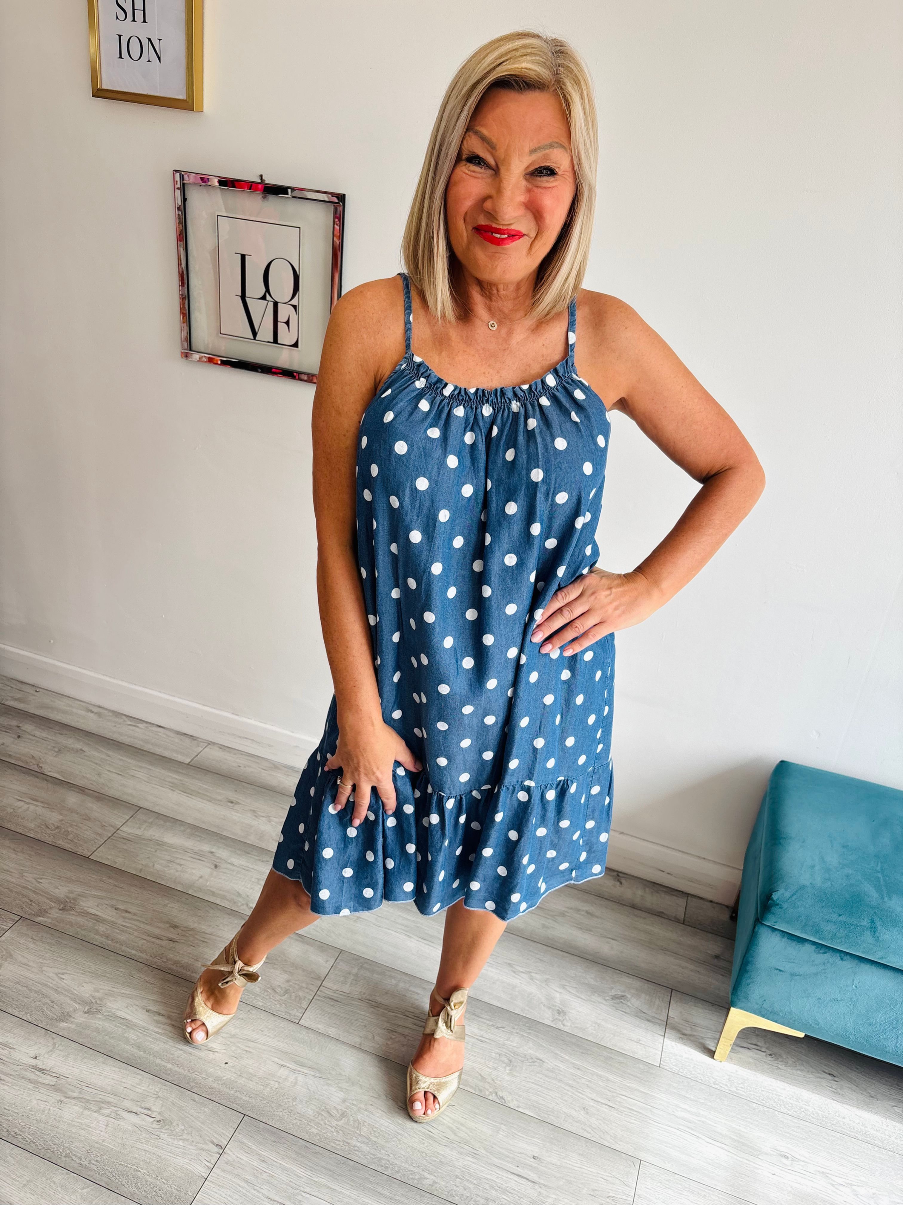 Daisy Dot Chambray Dress