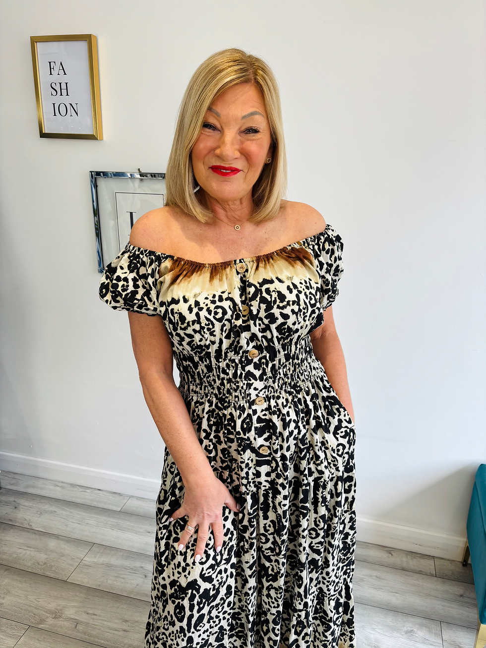 Thumbnail: Sasha Bardot Maxi Dress - Leopard